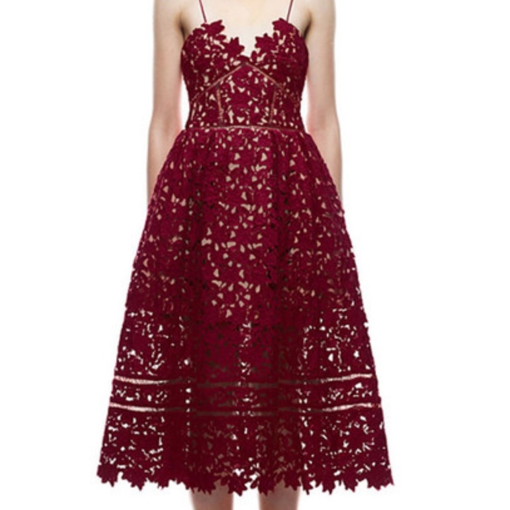 NEW Self-portrait azalea burgundy dress